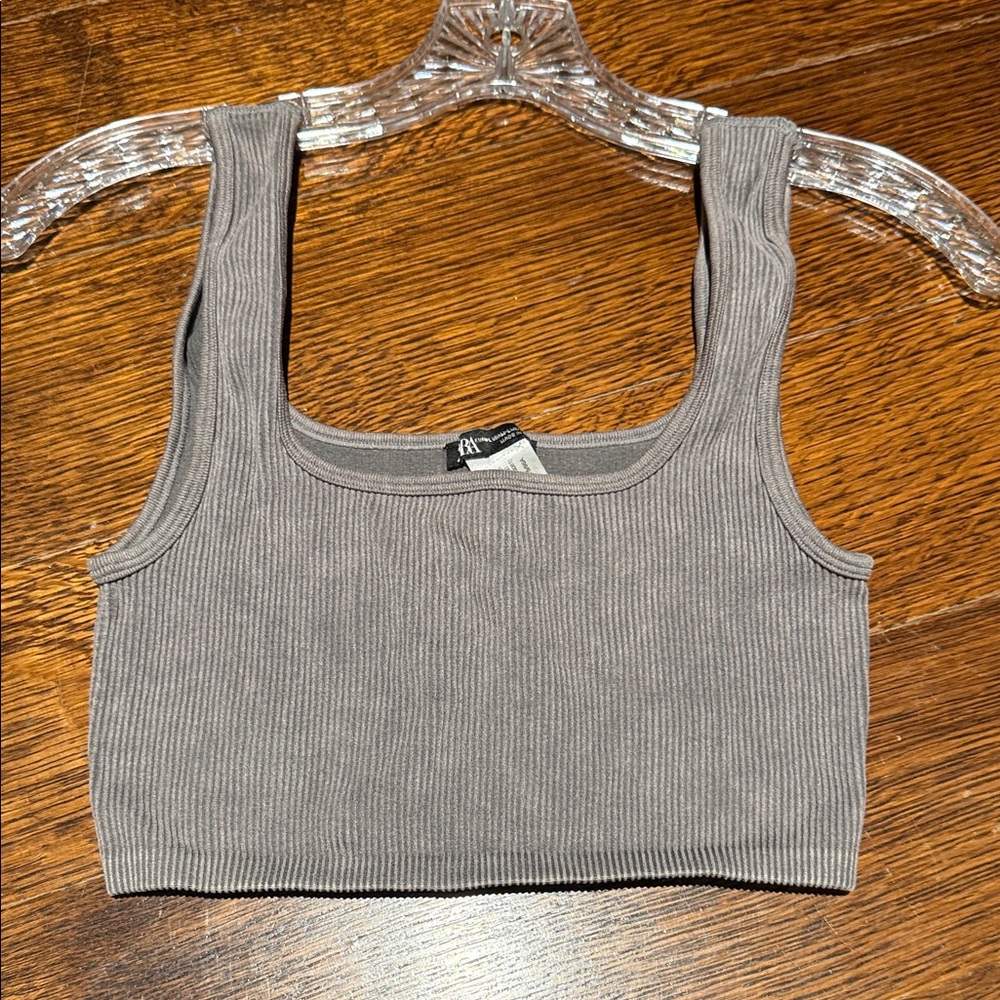 Zara Charcoal Ribbed Crop Top